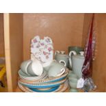 A Murano glass pheasant, Poole tea service etc