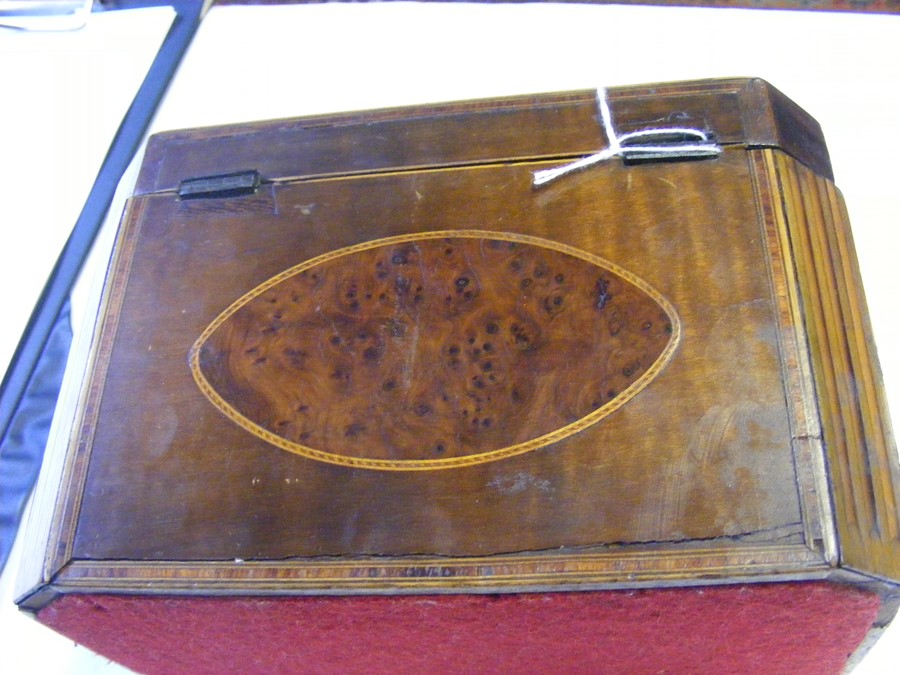 A Georgian inlaid tea caddy - 19cm x 11cm and 12cm - Image 6 of 9