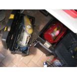 A Stanley portable toolbox with tools, together wi