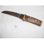 A Japanese Tanto dagger with Stag horn and ivory m