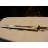 A 92cm ceremonial sword with leather scabbard