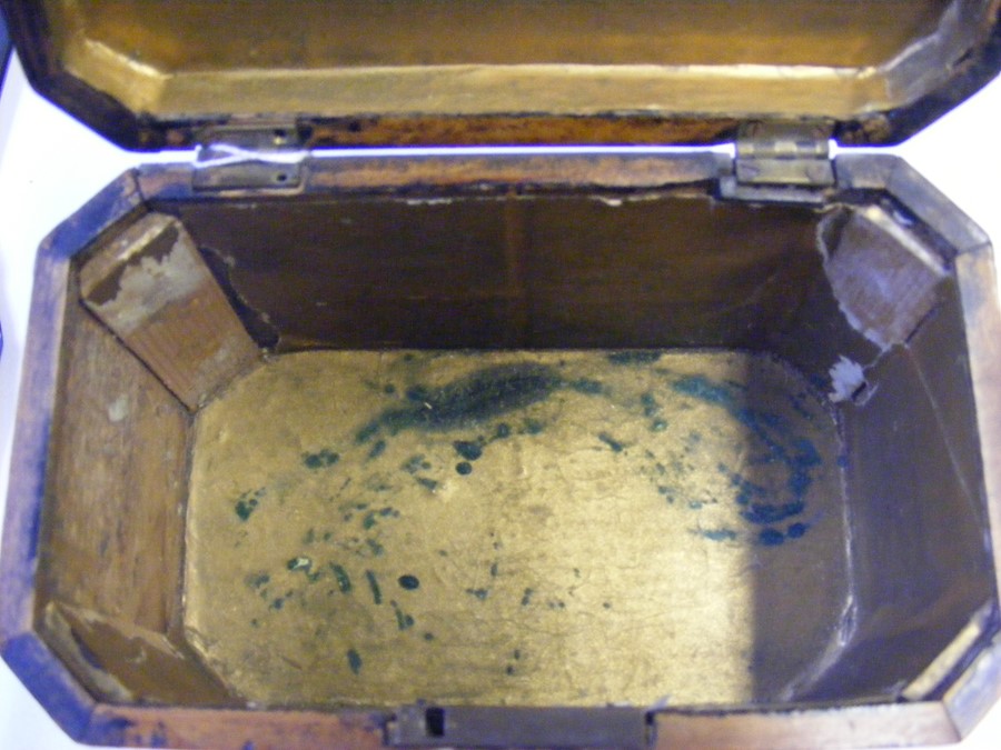 A Georgian inlaid tea caddy - 19cm x 11cm and 12cm - Image 3 of 9