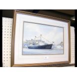 M G PEARSON - watercolour of HMY Britannia at Cape