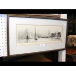 WILLIAM WYLLIE - etching of sailing yachts off Roy