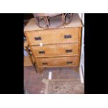 An antique bamboo and rattan three drawer chest
