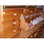 Three pine three drawer bedside chests