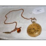 A gent's yellow metal pocket watch - maker is John