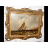 A 19th century oil on canvas - ships in rough seas