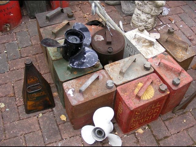 A selection of vintage Shell and other petrol cans