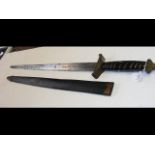 A Chinese t'ai chi sword with scabbard - 92cm long