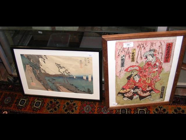 Two Japanese woodblock prints, including one by Hi