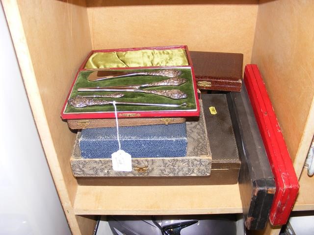 A collection of cased flatware etc