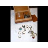 A selection of dress rings in box