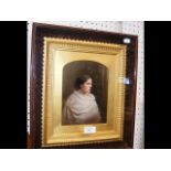 A 19th century portrait painting on porcelain - in