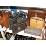 A collection of vintage video and photographic cameras