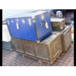 A vintage travelling trunk, together with three ol