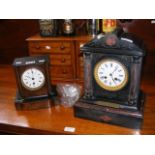A Victorian mantel clock, together with one other