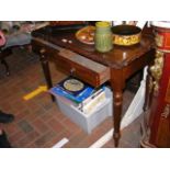 A mahogany two drawer side table