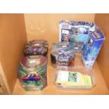 A collection of Pokemon trading cards, some boxed,
