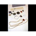 Selection of costume jewellery, seals, etc.