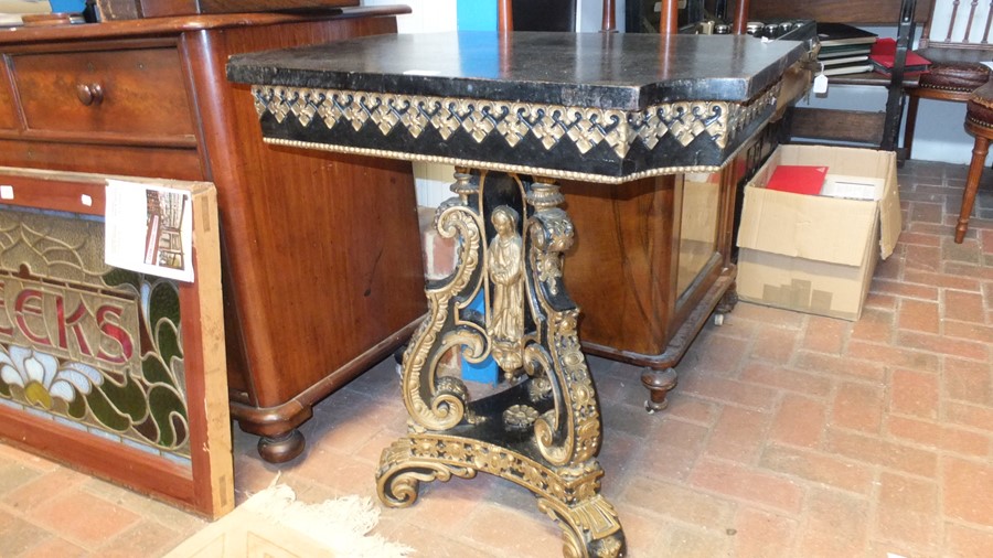 A gilt and black painted centre table on tripod ba - Image 2 of 12