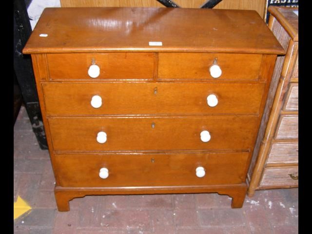 Antique small proportioned oak chest of two short