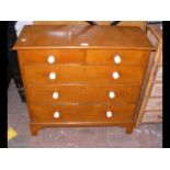 Antique small proportioned oak chest of two short
