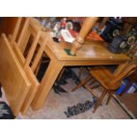 An oak farmhouse dining table - length 151cms, wit