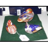 Royal Crown Derby 'Teal' paperweight - boxed, together