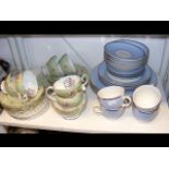 A Doulton blue banded tea set together with a Gain