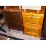 A double door pot cupboard on castors, together wi