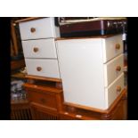 Two pine wood and cream contrast bedside tables