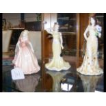 Royal Doulton female figurines together with two C