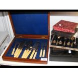 Various boxed silver and plated flatware