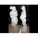 Two garden statues - classical females - 81cm high