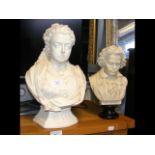 Two composition busts, Queen Victoria and Beethove