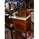 A marble top pot cupboard, together with a toilet