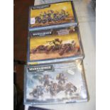 Three as new boxes of Games Workshop Warhammer 40000 miniatures - Ork Boyz, Ork Warbiker Mob and Spa