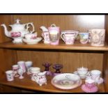 A collection of Victorian and other pink lustre wa