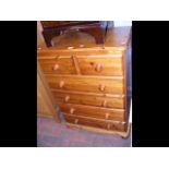 A pine chest of two short and four long drawers -