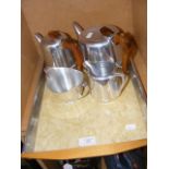 A Picquot ware four piece tea set, including tray