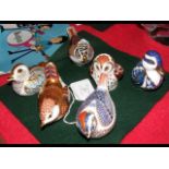 Selection of six Royal Crown Derby bird paperweigh