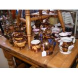 A collection of antique copper lustre ceramics, mo