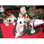 Four various Royal Crown Derby animal paperweights