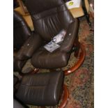 A Stressless swivel/recliner chair with foot stool