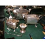 A three piece silver teaset with Sheffield hallmar