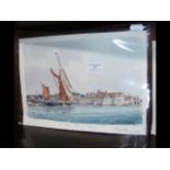 M G PEARSON - watercolour of Yarmouth, Isle of Wig