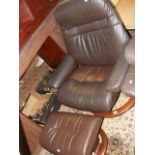 A Stressless swivel/recliner chair with foot stool