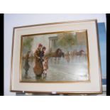 A French oil on canvas street scene - signed lower