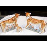 Royal Crown Derby 'Cheetah Daddy', 'Cheetah' and